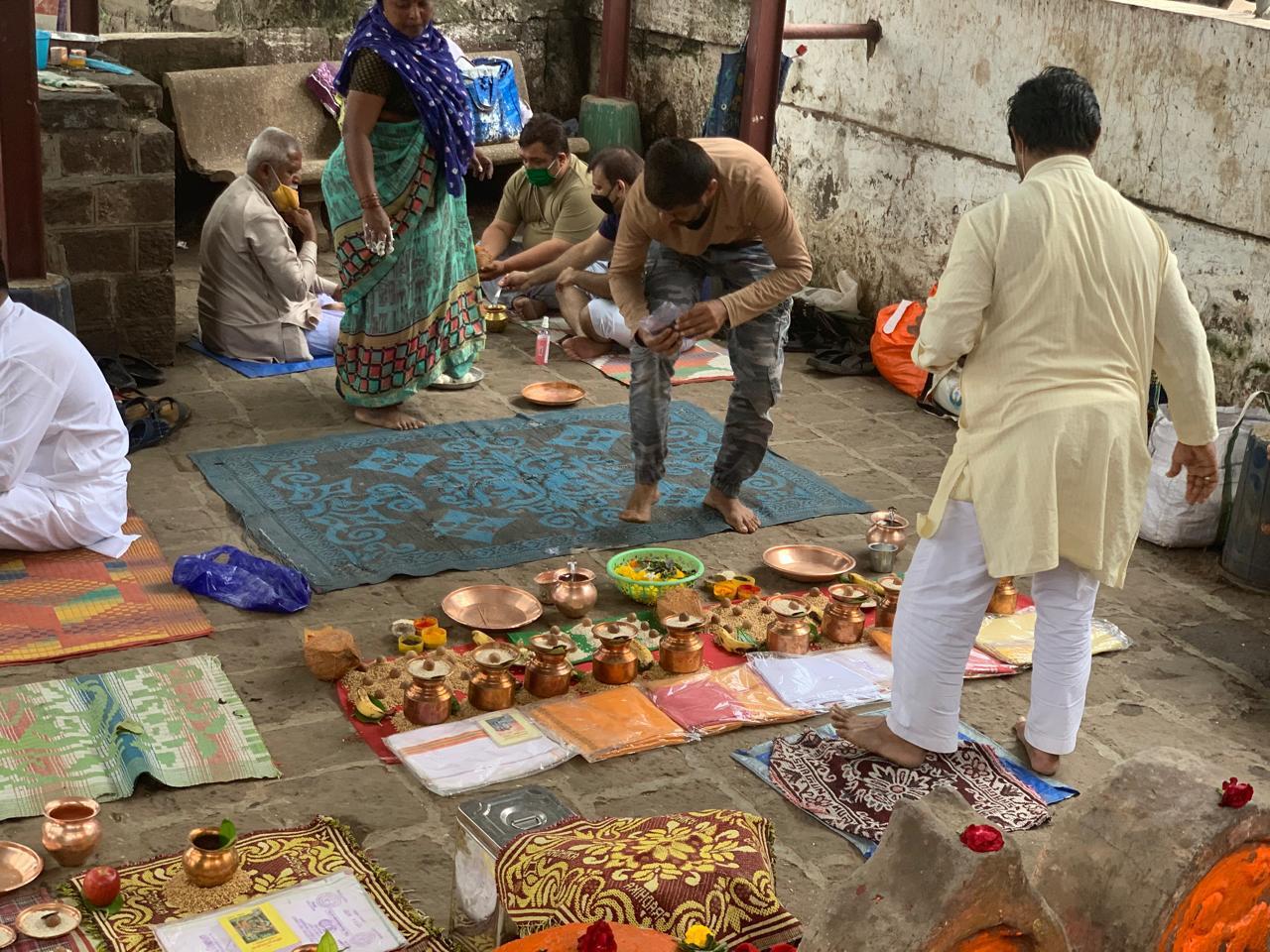 Devotees offering prayers at the shrine